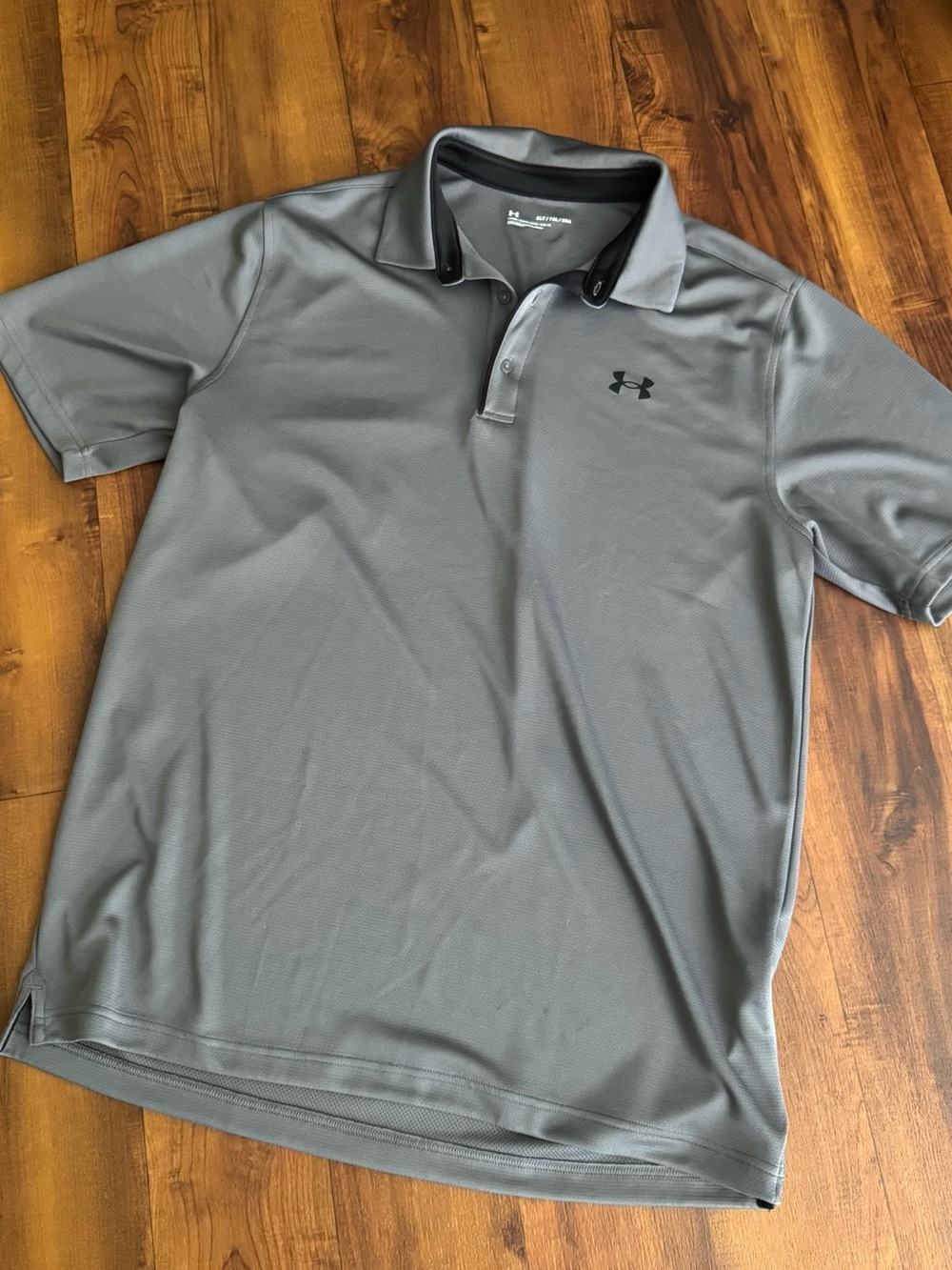 Under Armour performance golf active gray Polo Black Collar Accents Mens XLT
